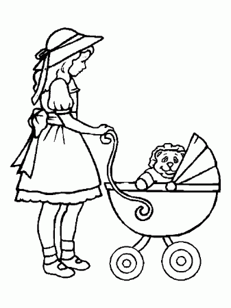 dolls pram Colouring Pages