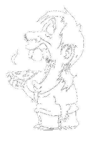 Free Printable Coloring Page Smurf Is Eating Some Pizza Cartoons 