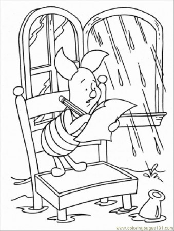 Coloring Pages Piglet Is Writing (Cartoons > Winnie The Pooh 