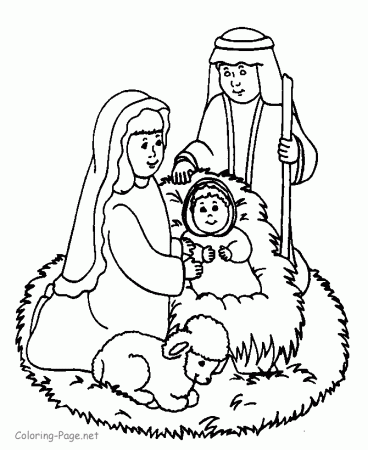 Christian Coloring Page - Mary and Joseph