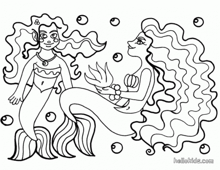 Mermaid And Sea Creatures Coloring Pages Mermaid With A Dolphin 
