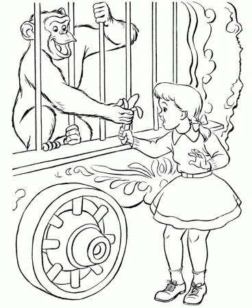 Circus Monkey Colouring Pages