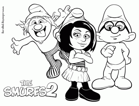 The Smurfs - Vexy, Hackus and Brainy Smurf coloring page