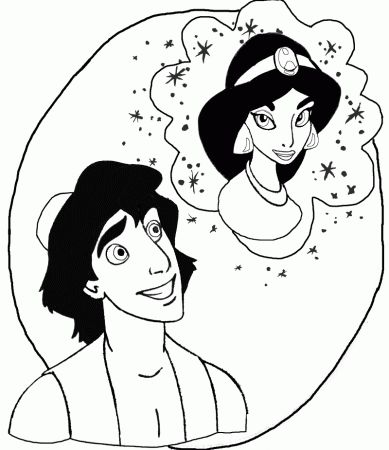 The hair, the Eyes” – Aladdin has a crush coloring page 