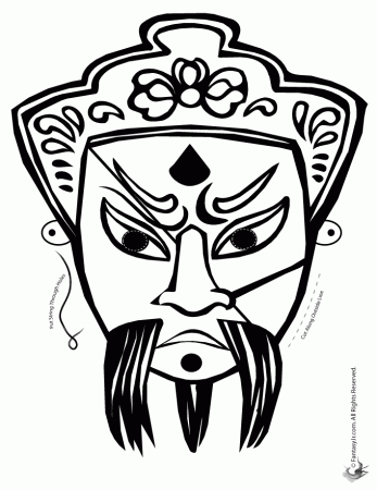 Fantasy Jr. | Chinese Man Mask Coloring Page