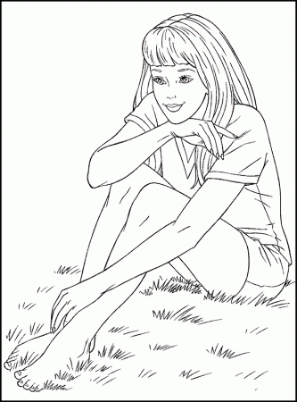 coloring books Barbie in the grass to print and free download