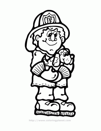 fire fighter with a puppy printable coloring in pages for kids 