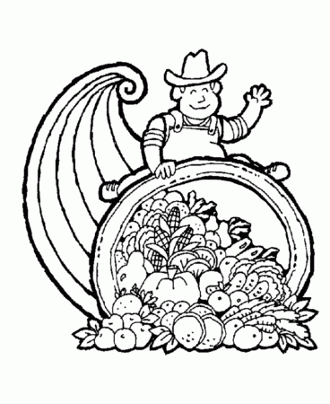 Thanksgiving Holiday Coloring page sheets: Thanksgiving Farmer 