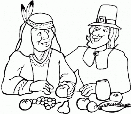 Two Farmers Have Thanksgiving To God Coloring Page - Kids 