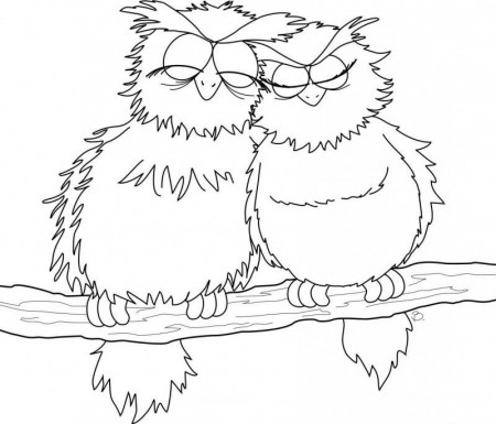 Two Cute Owl Being And Loving Coloring Page - Kids Colouring Pages