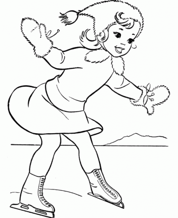 skating girl coloring page kids outdoor winter activities 