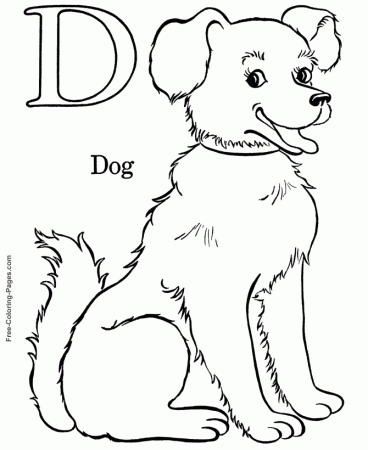Alphabet coloring pages - D is for Dog
