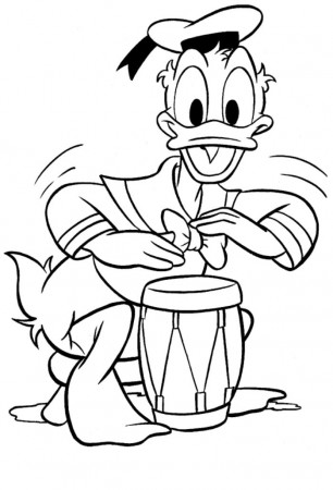 Donald Duck Playing Drum Coloring Pages | The Coloring Pages