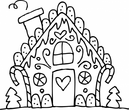 Cute Gingerbread House Line Art Free Clip Art 167593 Yule Coloring 