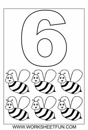 Number 6 Coloring Page Six Bee Coloring Pages 126097 Preschool 