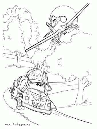 Planes - Dusty is practicing race coloring page