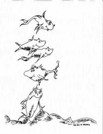 Dr Seuss Coloring Pages One Fish Two Fish Coloring Pages For 