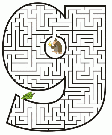 Small Letter g Coloring Pages Maze | Coloring
