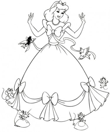 Cinderella Using Dress Coloring Pages - Cinderella Coloring Pages 