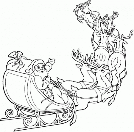 Christmas Coloring Pages : Santa Claus And Deer Coloring Page Kids 