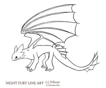toothless - lineart by Garitter
