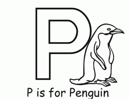 Letter P With A Penguin Coloring Pages Activity Coloring Pages 