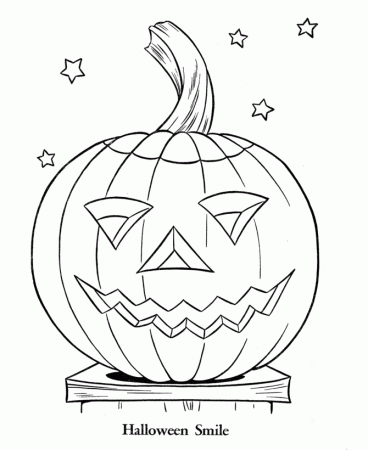 Halloween Coloring Page Sheets - Smiling Pumpkin | BlueBonkers