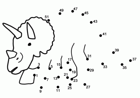 Triceratops - Connect the Dots, count by 2's, starting at 1 