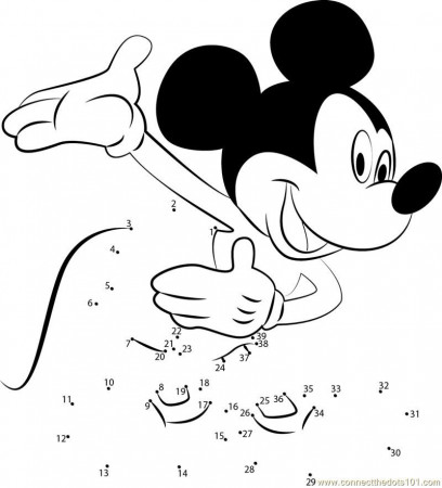 Connect the Dots Mickey Mouse Giving Thanks (Cartoons > Mickey 