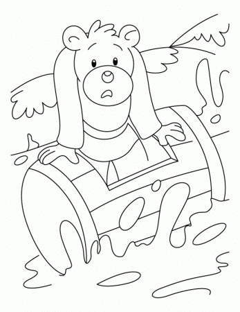 Bear struck in waves coloring pages | Download Free Bear struck in 