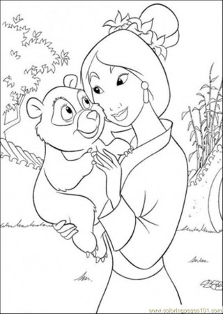 Coloring Pages Mulan With Her Pet (Cartoons > Others) - free 