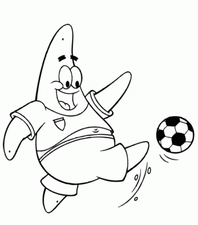 Patrick Playing Soccer Coloring Page - Spongebob Cartoon Coloring 