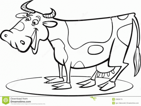 Vector Of A Cartoon Tired Cow Coloring Page Outline By Ron 209181 