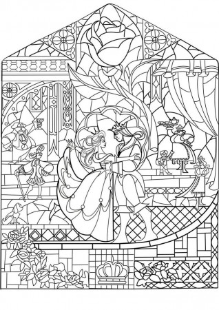Người đẹp và con thú Stained Glass – hoạt hình tô màu- 999 | Hinh 