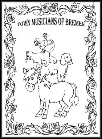 Funny Of Bremen Storybookcoloring Page | Laptopezine.