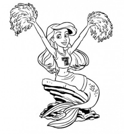 Ariel As Cheerleader Disney Princess Coloring Pages - Kids 