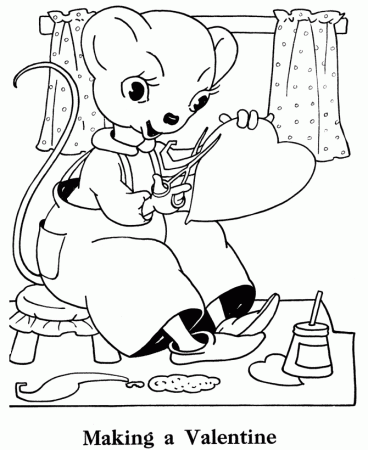 Kids Valentine's Day Coloring Pages - Valentine Mouse Coloring 