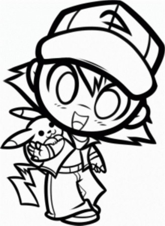 Print Ash And Pikachu Pokemon Coloring Page or Download Ash And 