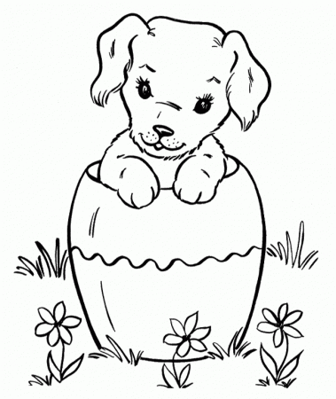 Puppies Coloring Pages : Puppies Coming In For Water Coloring Page 
