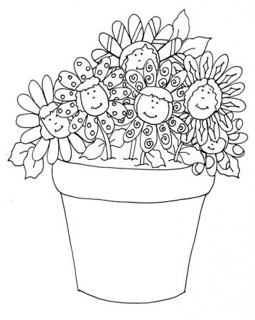 Pot of Flower Dearies | Digi Stamps/Patterns/Line Art