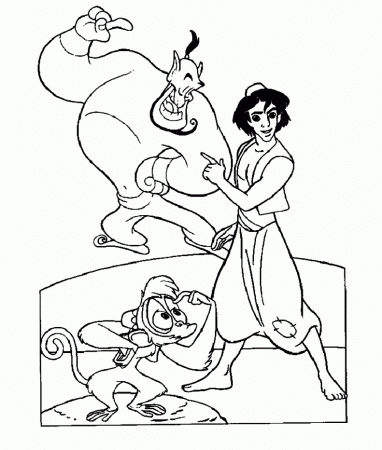 Download The Team Of Aladdin Genie And Abu Disney Movie Coloring 