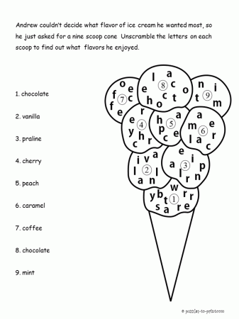 9 Scoop Ice Cream Word Scramble