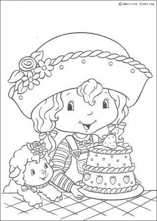 STRAWBERRY SHORTCAKE coloring pages - Angel Cake with a cake