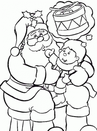 Boy Asking For Gifts With Santa Claus Coloring Page - Christmas 