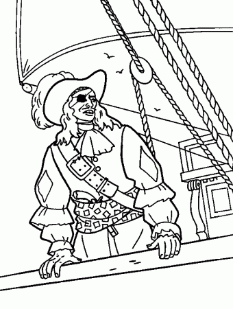 coloring books Pirate Captain in the boat to print and free download