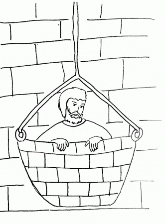 Bible Story Coloring Page for Saul (Paul) Escapes in a Basket 