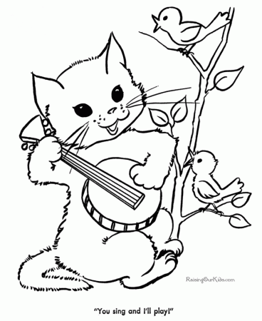 a mother cat and kittens Colouring Pages (page 3)