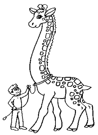 Printable Boys and Giraffe Coloring Page - Animals Coloring 