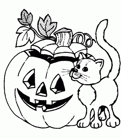 the pumpkin and cat halloween coloring pages disney