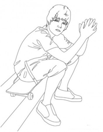 Justin Seated Coloring Page – Printable Justin Bieber Coloring 